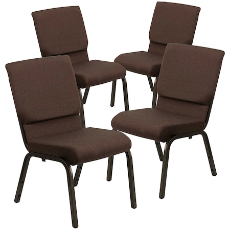 18.5W Stacking Church Chair In Brown Fabric, 4PK